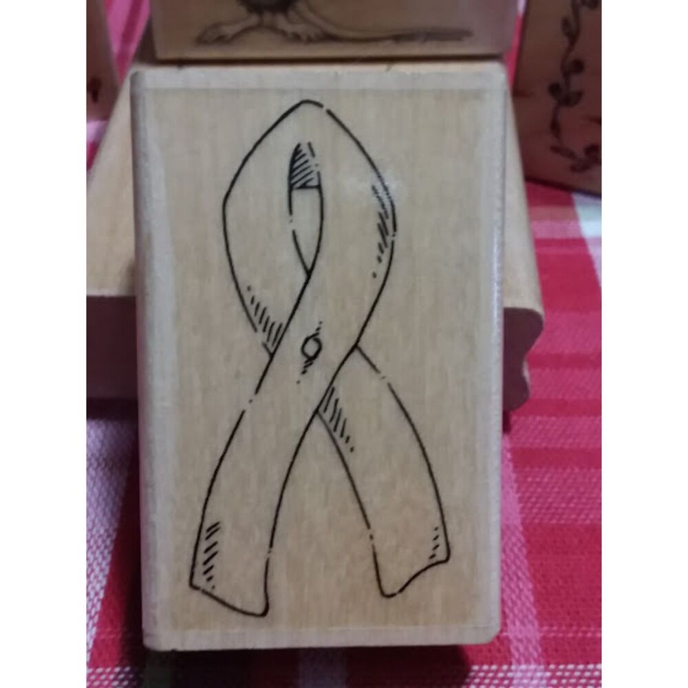 Stampabilities 2001 Rubber Stamp-THOUGHTFUL RIBBON ER 1016 Y2K Vintage Scrapbook